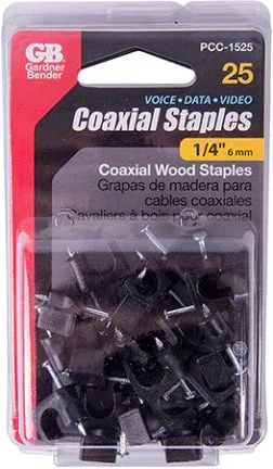 1/4 BLACK MASONRY COAX STAPLES 25/