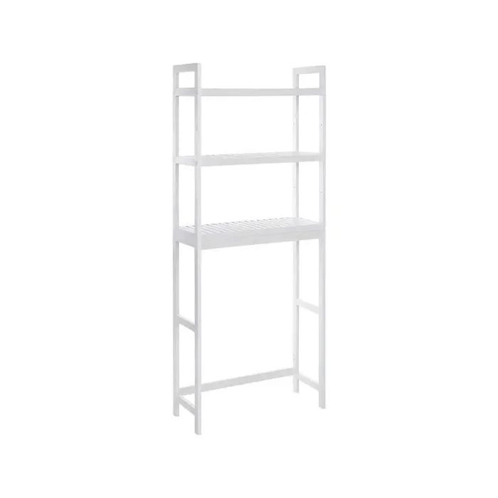 10.2 in. W x 64.2 in. H x 24.8 in. D White Bamboo Over-the-Toilet Storage