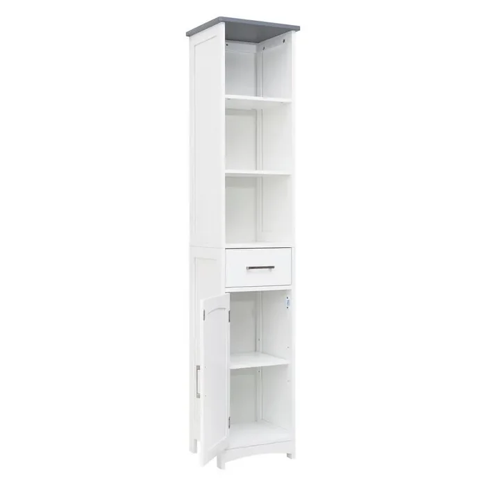 11.5 in. W x 13.4 in. D x 64.2 in. H White Tall Slim Cabinet Linen Cabinet with Adjustable Shelves