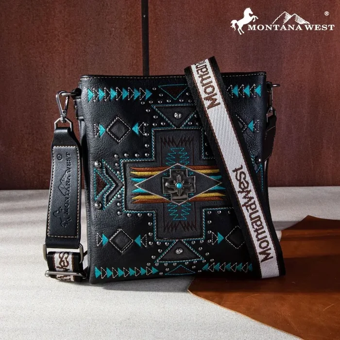 12 pieces Montana West Concho Collection Concealed Carry Crossbody – Black – Store