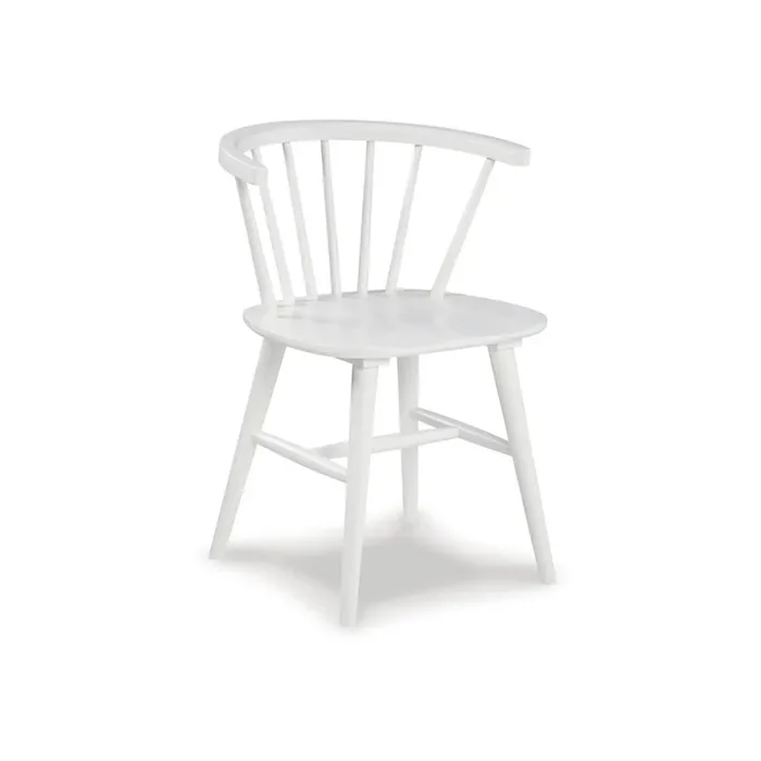 22 Inch Set Of 2 Dining Chairs, Spindle Backrest, Matte White Wood Design