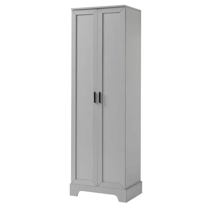 23.3 in. W x 16.9 in. D x 71.2 in. H Gray Wood Linen Cabinet with Adjustable Shelves and 2-Doors for Bathroom