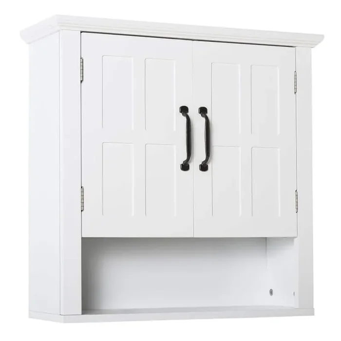 23.6 in. W x 7.8 in. D x 22.8 in. H Bathroom Storage Wall Cabinet with Adjustable Shelf and 2-Doors in White