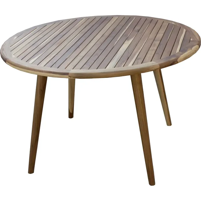 37‘‘ Round Compact Teak Dining Table In Natural Finish