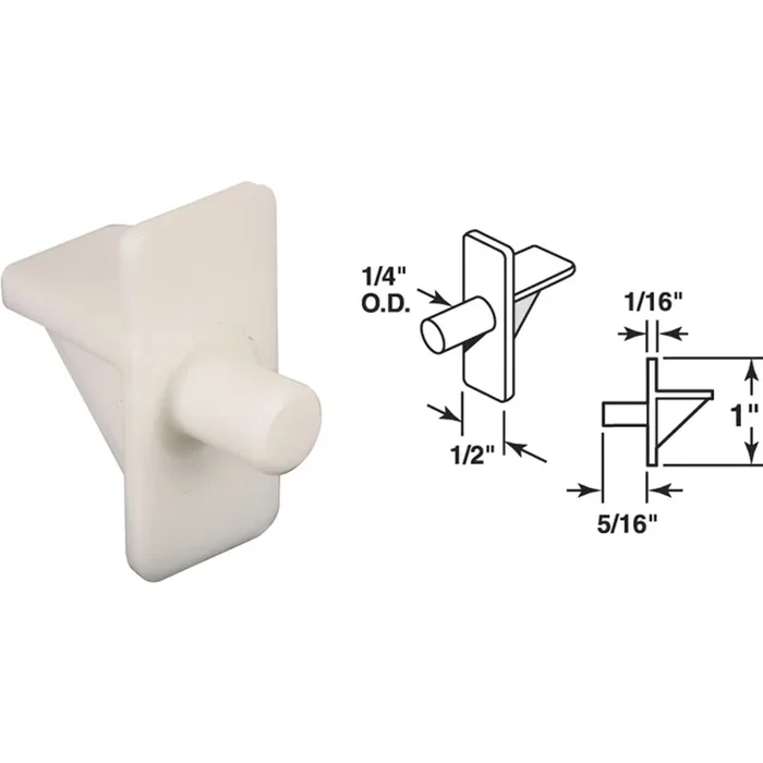 5-lb. Shelf Support Pegs, White Plastic, 1/4 In., 8-pk.