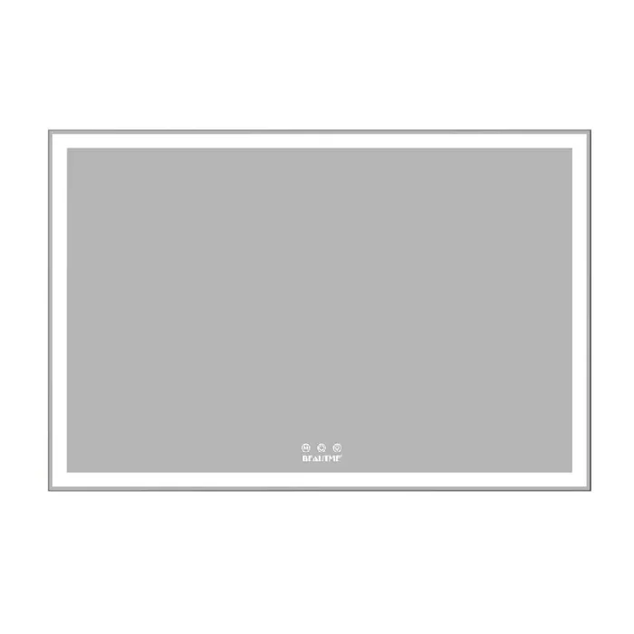 60 in. W x 40 in. H LED Silver Rectangular Frameless Wall Mounted Bathroom Vanity Mirror Square Angle Metal Frame