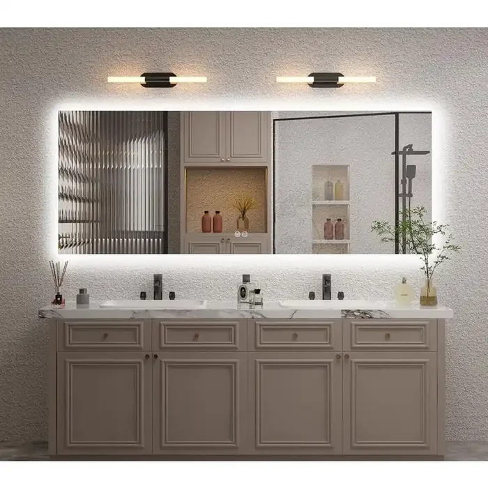 84 in. W x 32 in. H Rectangular Frameless Super Bright Backlit LED Anti-Fog Tempered Glass Wall Bathroom Vanity Mirror