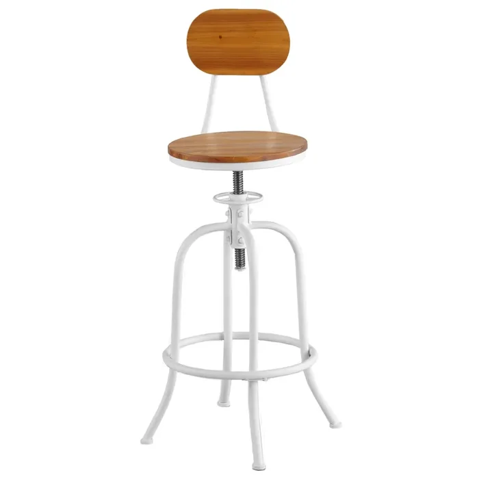 Adjustable Swivel Stool With Back – White