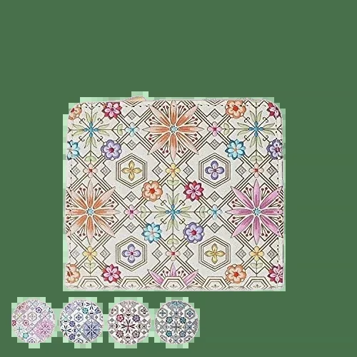 Asakusa Bunko Yuzen Dye L-Zip Mini Wallet Hanabishi Pattern Traditional Japanese Made in Japan