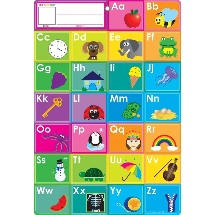 Ashley Productions Ash91027Bn Smart Poly Chart, 13‘‘ X 19‘‘, Abc‘S Fill In Word, W/Grommet, Pack Of 10