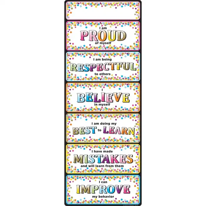 Ashley Productions Ash91950Bn Smart Poly Clip Chart W/Grommet, 9‘‘ X 24‘‘, Confetti Positive Behavior, Pack Of 10