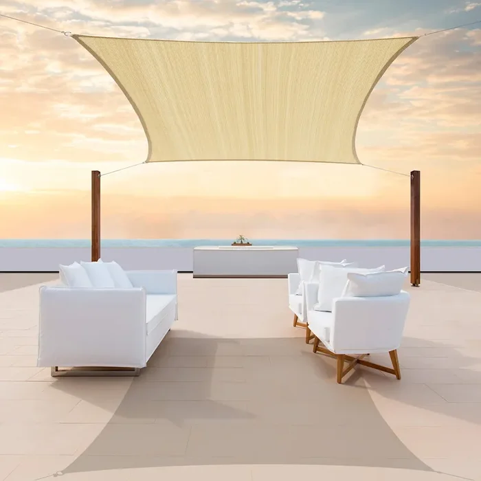 Colourtree 8‘ X 12‘ Beige Rectangle Sun Shade Sail Ctapr1220 Canopy Fabric Cloth Screen, Water Permeable & Uv Block Upf50, Heavy