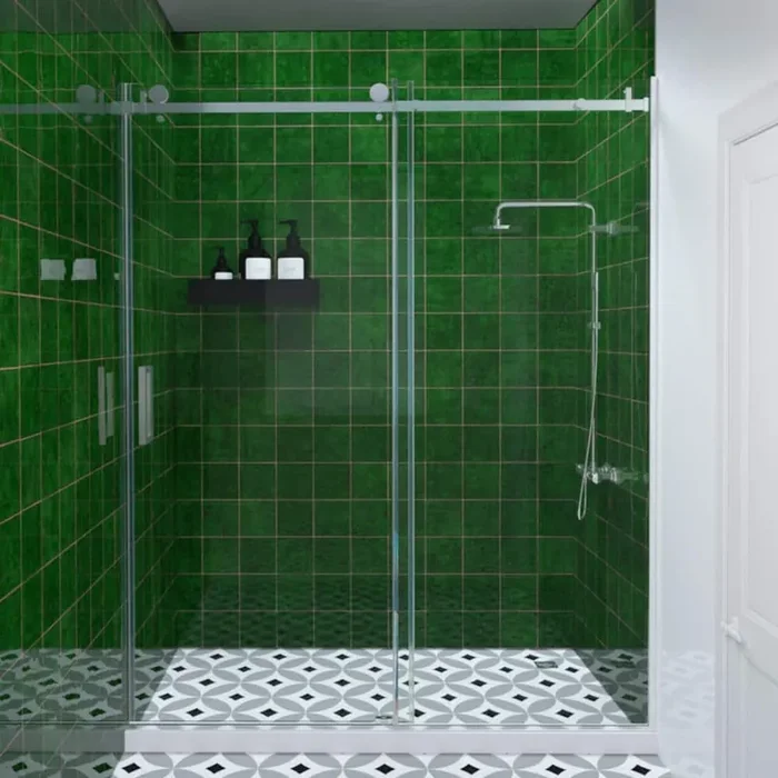 Eletta 60 in. W x 76 in. H Sliding Semi-Frameless Shower Door in Chrome Finish with Clear Glass