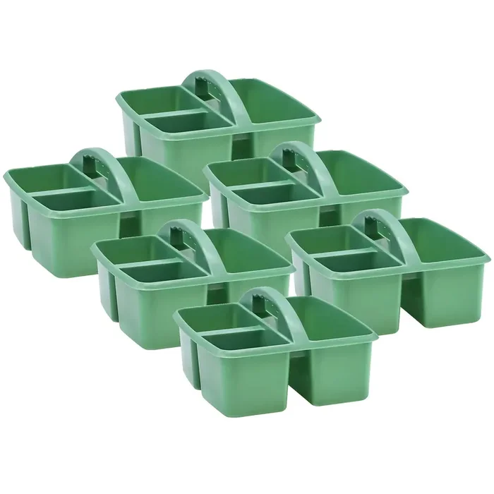 Eucalyptus Green Plastic Storage Caddy, Pack Of 6