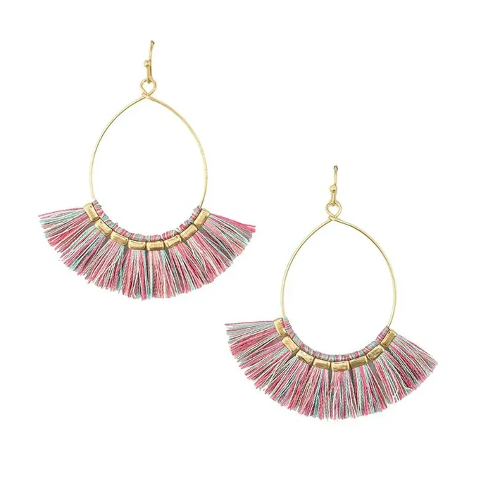Fan Tear Drop Dangle Earrings, 2-Inch