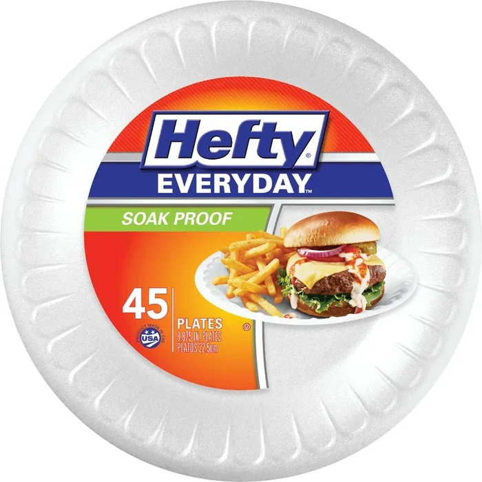 Foam Plates, Soak-proof, 8-7/8-in., 45-ct.