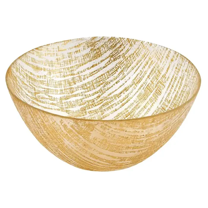 Homeroots 11‘‘ Hand Crafted Glass Gold Accent Salad Or Serving Bowl