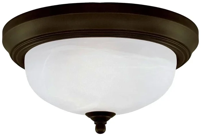 Indoor Ceiling Light Fixture With Oil Rubbed Bronze Finish And Frosted White Alabaster Glass, 60 Watt, 13 By 5.875 Inches