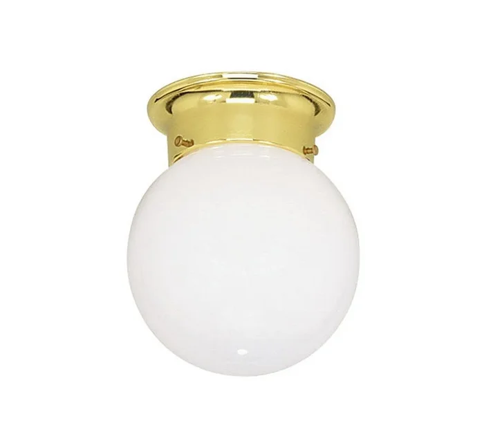 Livex Lighting 7004-02 Polished Brass 1 Light 60W Flushmount Ceiling Light with Medium Bulb Base and Opal Glass from Ceiling Mounts Series Ceiling MountsCollection