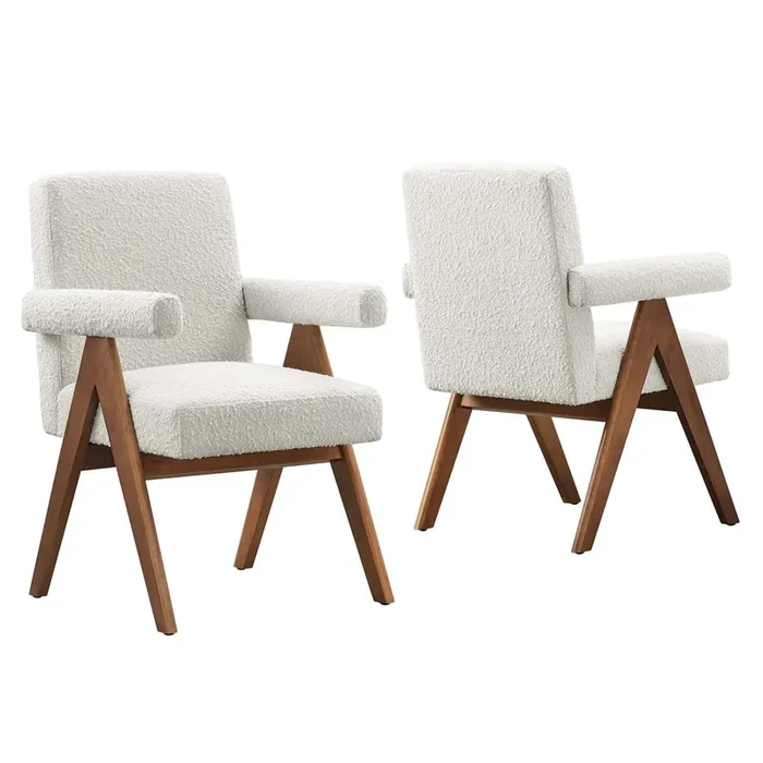 Lyra Boucle Fabric Dining Room Chair – Set of 2