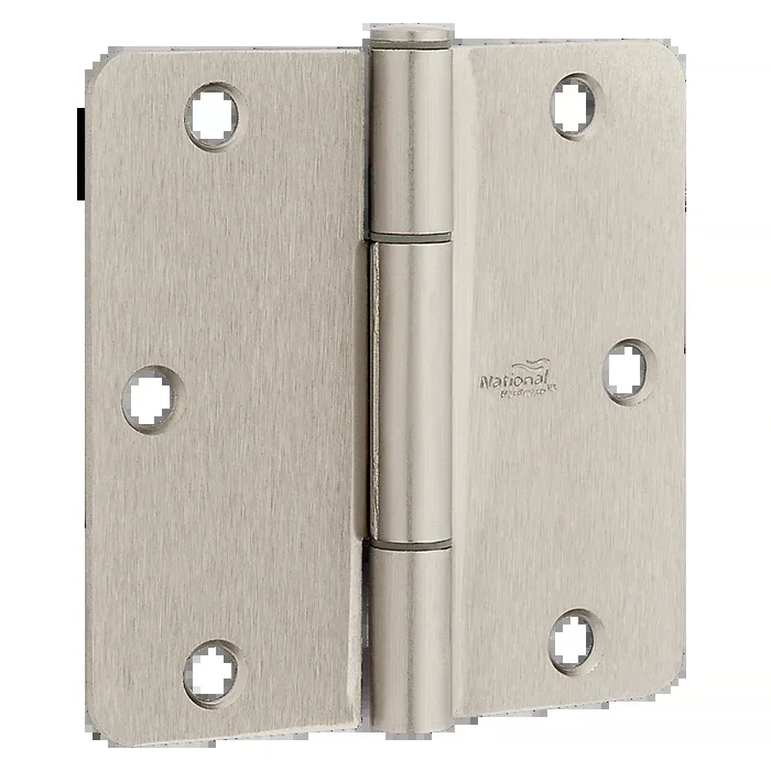 National Hardware Squeak Guard Door Hinges 1/4 In. Radius Round Corners 3.5 “, Satin Nickel