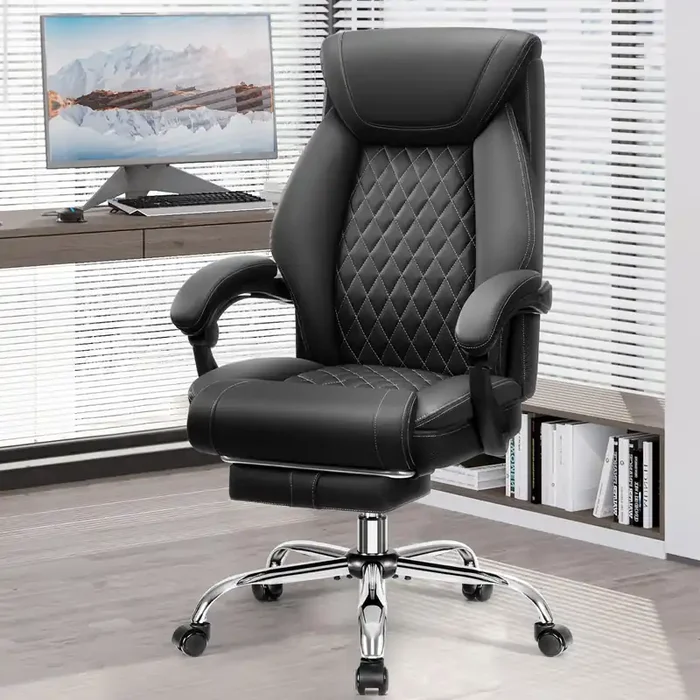 Office Chair, Executive Leather Chair Adjustable High Back, Ergonomic Computer Desk Chair Lumbar Support, Big And Tall Office Ch