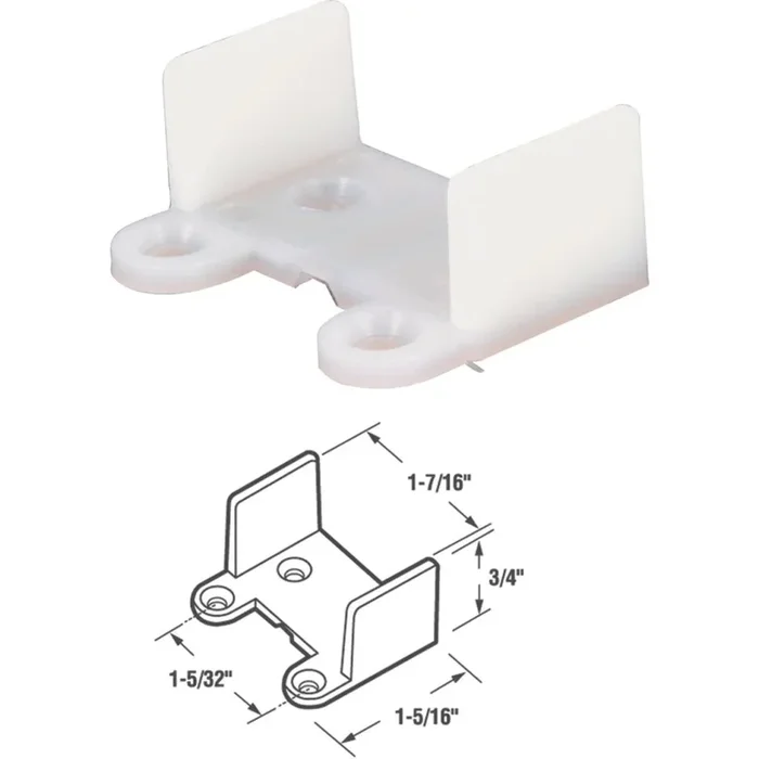 Prime-Line 1-7/16 In. x 3/4 In. White Nylon Single Pocket Door Guide