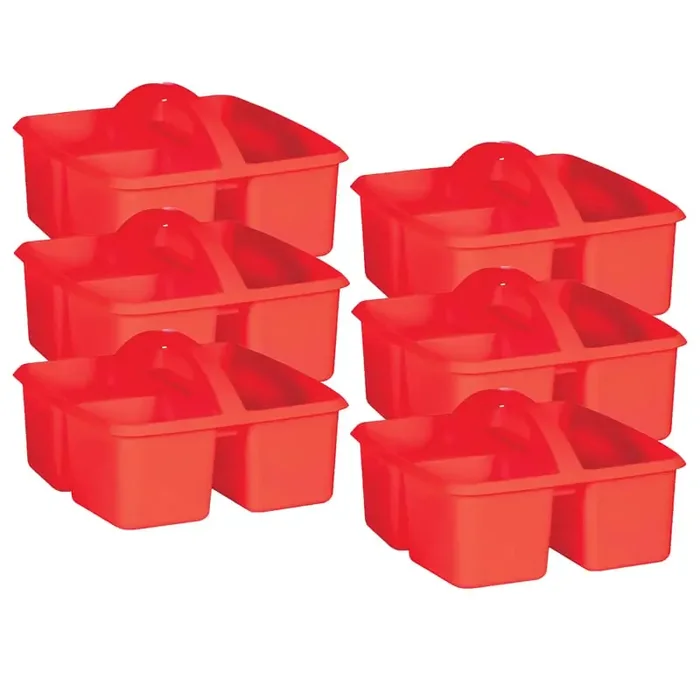 Red Plastic Storage Caddy, Pack Of 6
