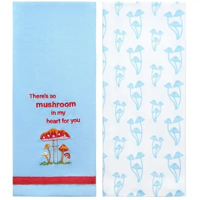 Set Of 2 Spring Mushroom Embroidered Kitchen Towels – Mushroom In My Heart