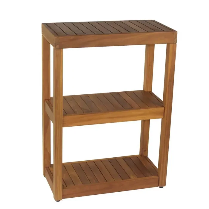 Sula™ 24 in. x 12 in. x 34 in. Rectangular 3-Tier Teak Bath Stand Household Shelving Unit