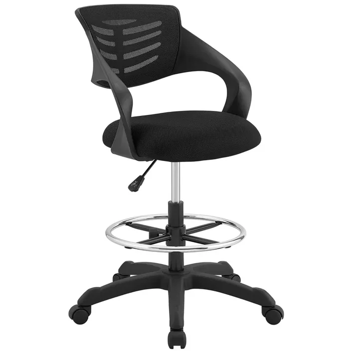 Thrive Mesh Drafting Chair – Durable Nylon Frame, Breathable Mesh Back, Lumbar Support, Adjustable Foot Ring, Ergonomic Design –