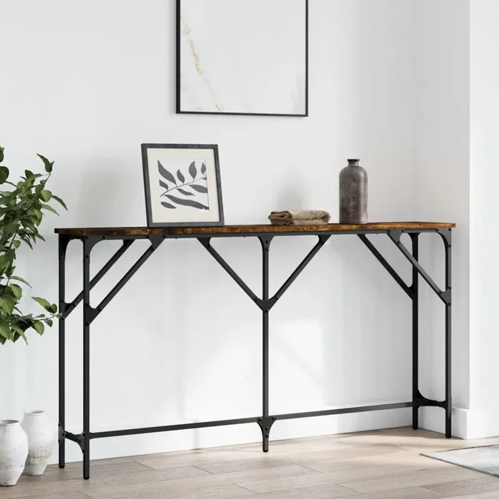 vidaXL Console Table Smoked Oak 55.1‘‘x9.1‘‘x29.5‘‘ Engineered Wood