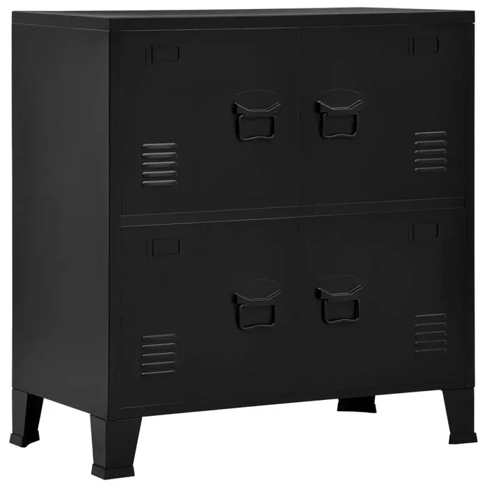 Vidaxl File Cabinet, Sideboard With Doors, Storage Chest Cabinet For Home Office Living Room Entryway, Industrial Style, Black S