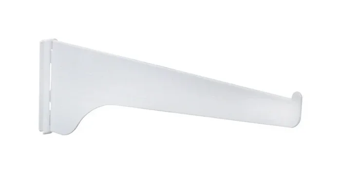 White Steel Shelf Bracket, 6 Inch Length, Heavy Duty Support