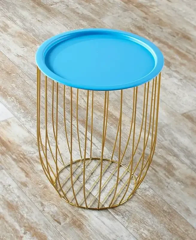 Wire Storage Side Table With Removable Tabletop – Blue
